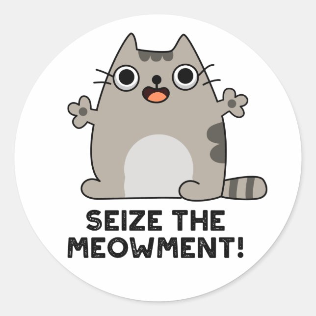 Sticker Rond Saisir Le Mot De Chat Positif De L'Approvisionneme (Devant)