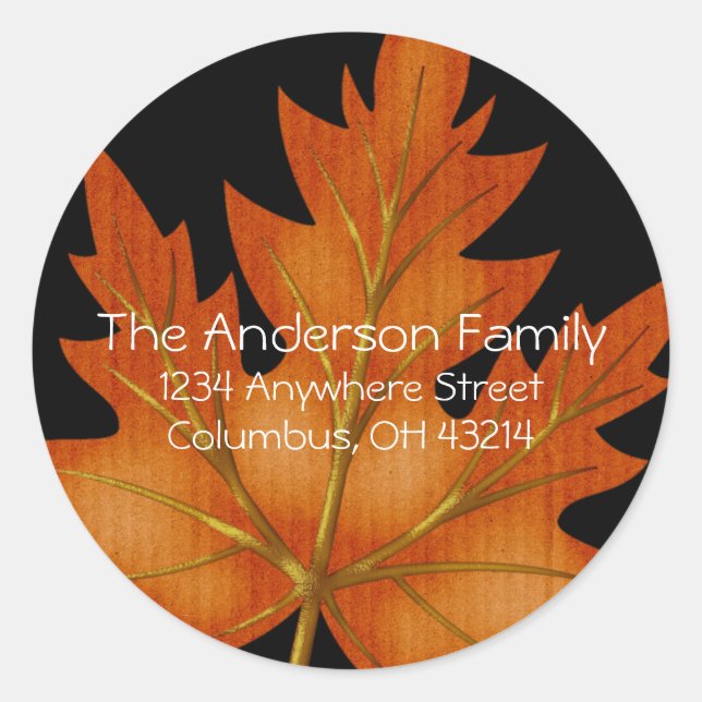 Sticker Rond Saison automnale de la feuille d'orange - Étiquett (Devant)