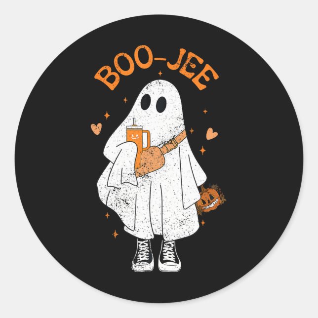 Sticker Rond Saison Cute Ghost Halloween Boujee Boo Jee (Devant)