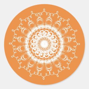 Sticker Rond Saison d'automne de Mandala Citrouille Watercolor