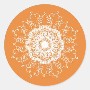 Sticker Rond Saison d'automne de Mandala Citrouille Watercolor 