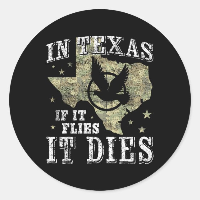 Sticker Rond Saison de chasse à la colombe du Texas - Il vole I (Devant)