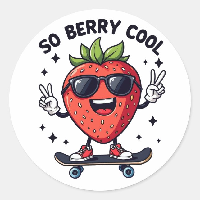 Sticker Rond Saison de fraises Cool Berry (Devant)