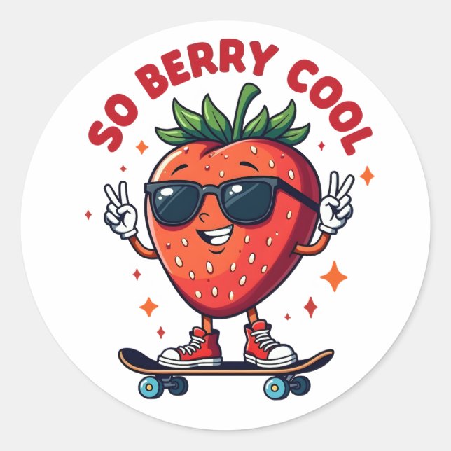 Sticker Rond Saison de fraises Cool Berry (Devant)