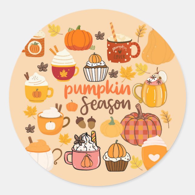 Sticker Rond Saison de la citrouille épicée (Devant)