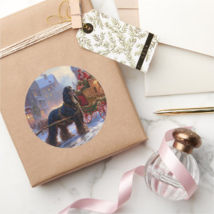 Sticker Rond Saison de Noël Cocker Spaniel