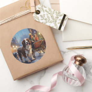 Sticker Rond Saison de Noël de l'espagnol Springer anglais