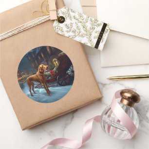 Sticker Rond Saison de Noël de Vizsla