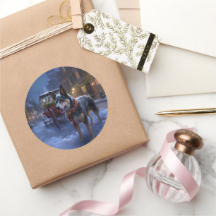 Sticker Rond Saison de Noël des bovins australiens