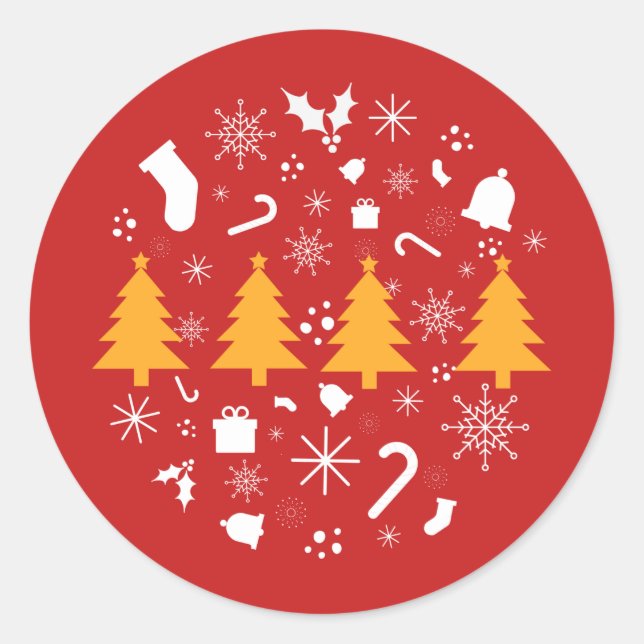 Sticker Rond Saison de vacances, Joyeux Noël (Devant)