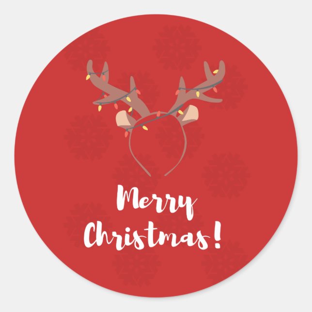 Sticker Rond Saison de vacances, Joyeux Noël, Joli renne (Devant)