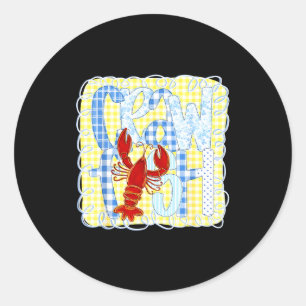 Sticker Rond Saison d'écrevisses preppy drôle hommes de fruits