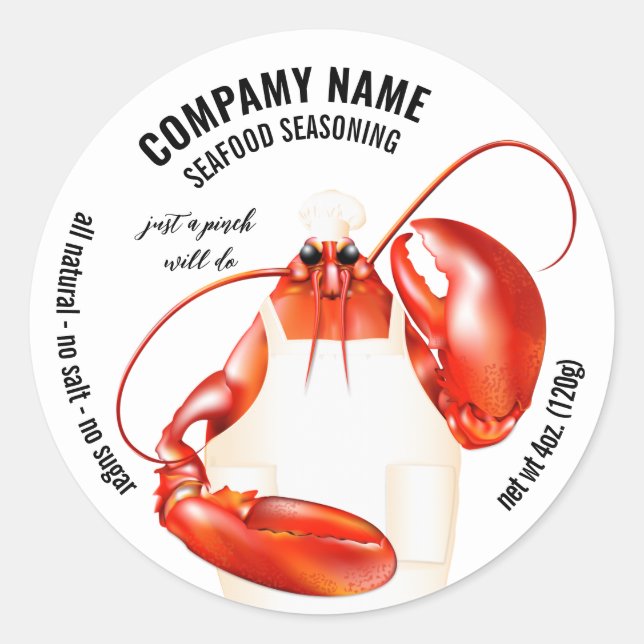 Sticker Rond Saison d'épices de fruits de mer (Devant)