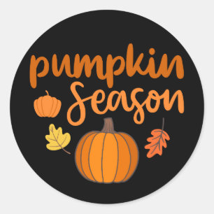 Sticker Rond Saison des citrouilles Automne