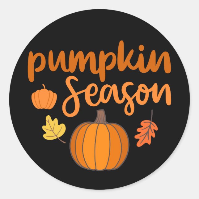 Sticker Rond Saison des citrouilles Automne (Devant)