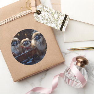 Sticker Rond Saison des fêtes de Noël de Pékin