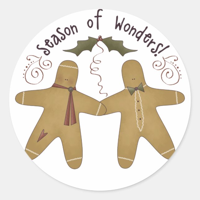 Sticker Rond Saison des merveilles Gingerbread Hommes (Devant)