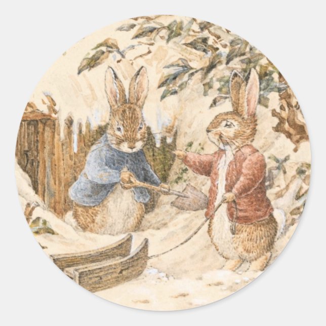 Sticker Rond Saison d'hiver de Beatrix Potter (Devant)