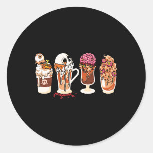 Sticker Rond Saison éffrayante Coffee Horror Film Et Café