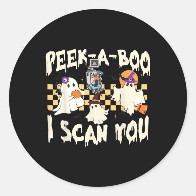 Sticker Rond Saison Éffrayante de l'Halloween Ghost (Devant)