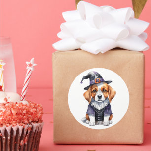 Sticker Rond Saison Éffrayante d'Halloween Beagle adorable