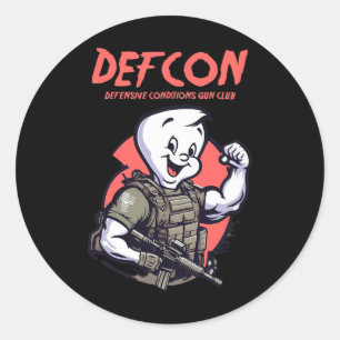 Sticker Rond Saison Éffrayante d'Halloween Fantôme Tactique