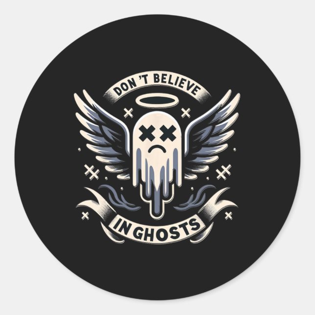 Sticker Rond Saison Éffrayante d'Halloween Ghost Design (Devant)