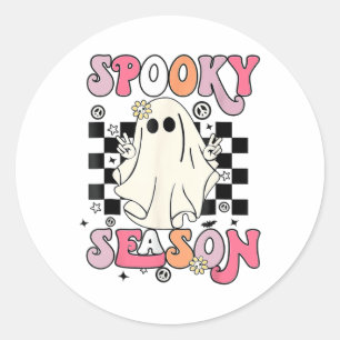 Sticker Rond Saison Éffrayante du fantôme mignon d'Halloween