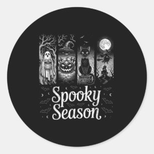 Sticker Rond Saison éffrayante Funny Halloween Boo Witch Chat P