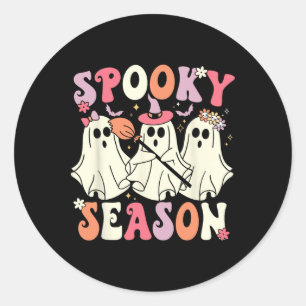 Sticker Rond Saison éffrayante Halloween Ghost Costume Rétro Su