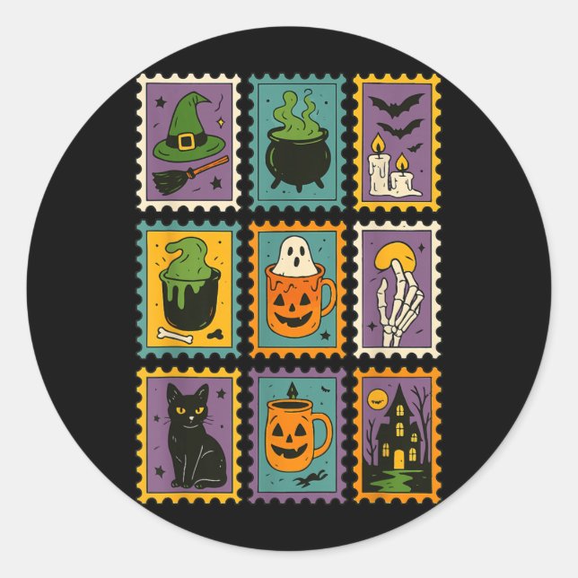 Sticker Rond Saison effrayante Halloween Sorcière Fantôme Citro (Devant)