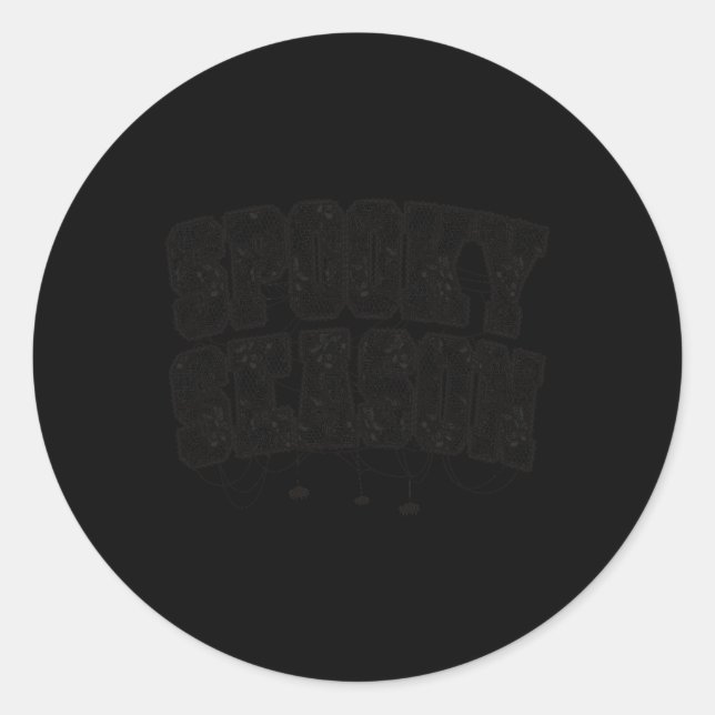 Sticker Rond Saison éffrayante Halloween Spider Webs Varsity Te (Devant)