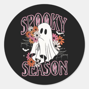 Sticker Rond Saison éffrayante mignonne Fantôme Halloween Costu