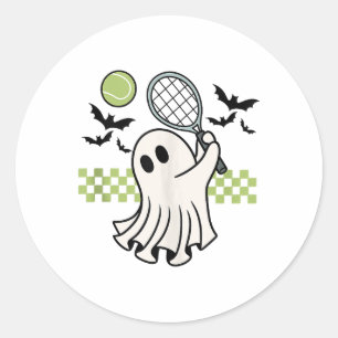 Sticker Rond Saison Éffrayante rétro du joueur de tennis d'Hall