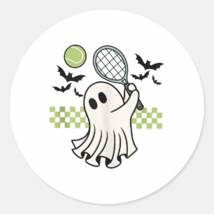 Sticker Rond Saison Éffrayante rétro du joueur de tennis d'Hall