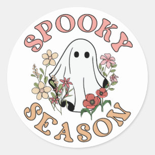 Sticker Rond Saison éffrayante Retro Halloween Super Fantôme