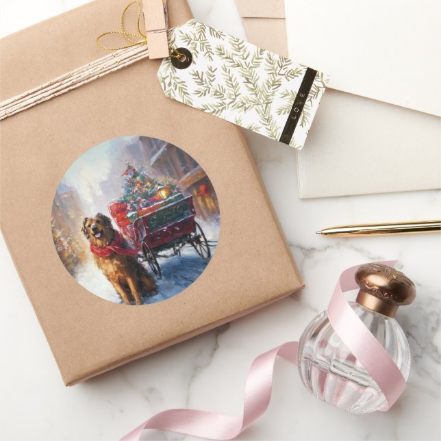 Sticker Rond Saison festive de Noël de Setter en Irlande (Cadeaux)