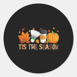 Sticker Rond Saison Leopard Citrouille Badminton Halloween Fall