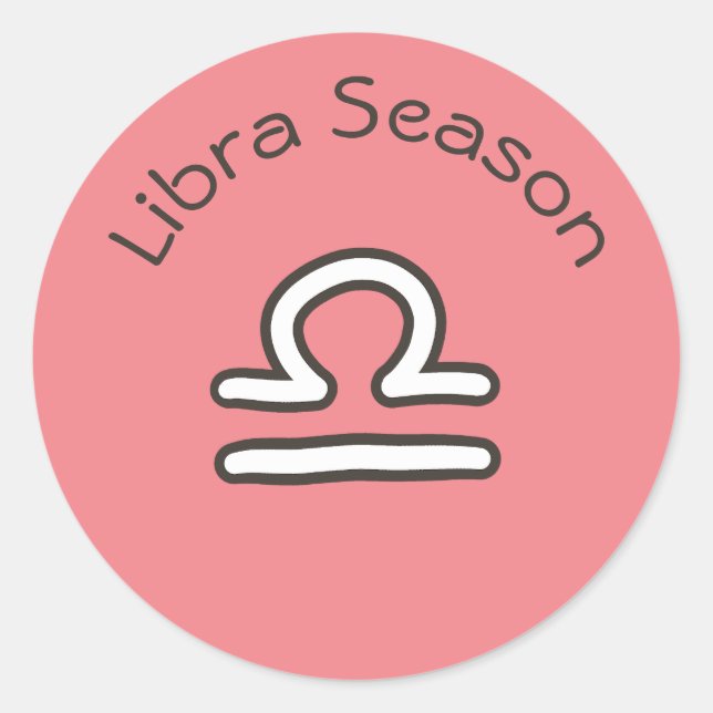 Sticker Rond Saison Libra Astrologie Signe zodiaque rose (Devant)