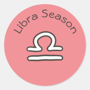 Sticker Rond Saison Libra Astrologie Signe zodiaque rose