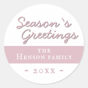 Sticker Rond Saison rose moderne Salutations Script Holiday