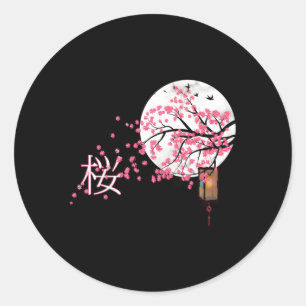 Sticker Rond Sakura AE¡OE Cherry Blossom Fleur japonaise Al