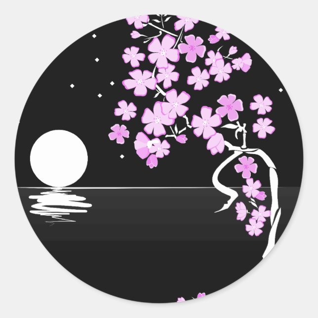 Sticker Rond Sakura de la nuit (Devant)