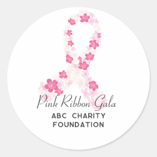 Sticker Rond Sakura Pink Breast Cancer Fundraising QR Code