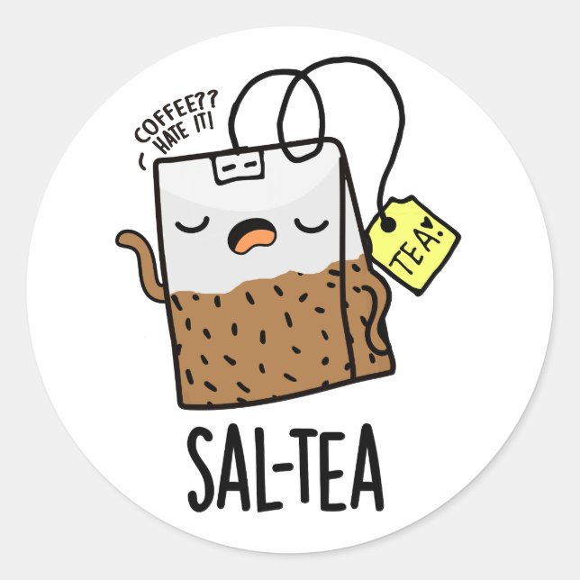 Sticker Rond Sal-tea Funny Tea Pun (Devant)