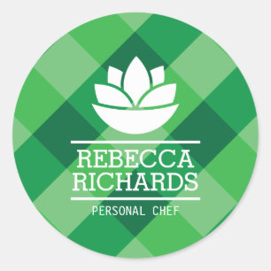 Sticker Rond Salade saine Légumes de restauration Logo Vert