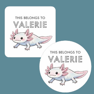 Sticker Rond Salamandre Axolotl Mignonne Personnalisée Appartie
