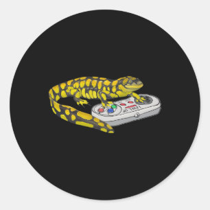 Sticker Rond Salamandre Jouer Jeu Vidéo Salamandres Gamers