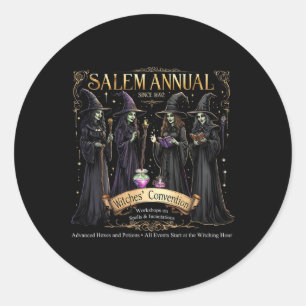Sticker Rond Salem Annual 1692 Witches Convention Halloween Vin