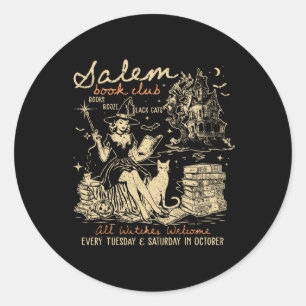 Sticker Rond Salem Book Club Funny Bookish Halloween Rea Éffray